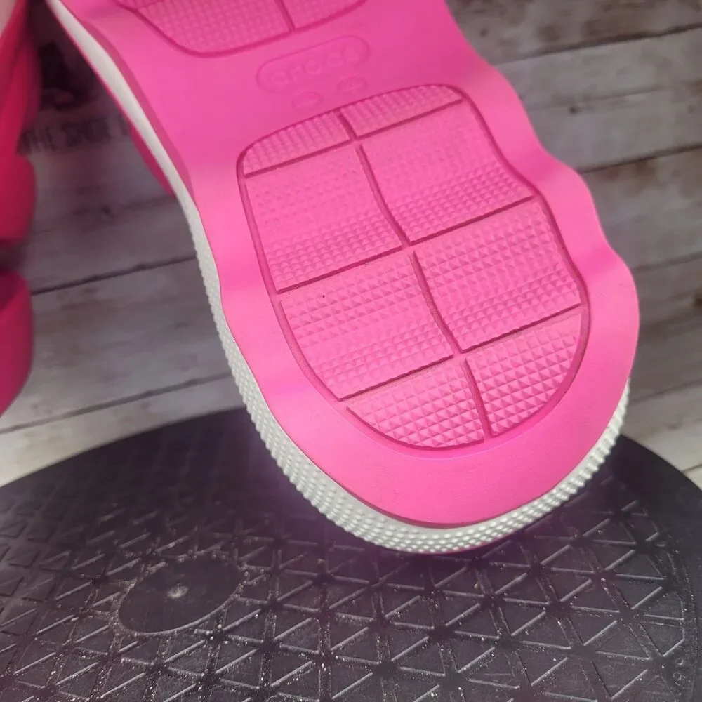 Crocs Mega Crush Triple Strap Women Size 9 Pink Platform Sandals
